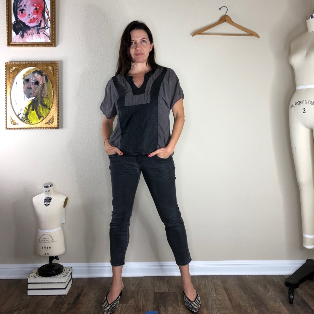 Leyendeker Leather Silk Colorblock Top Revolve ASO